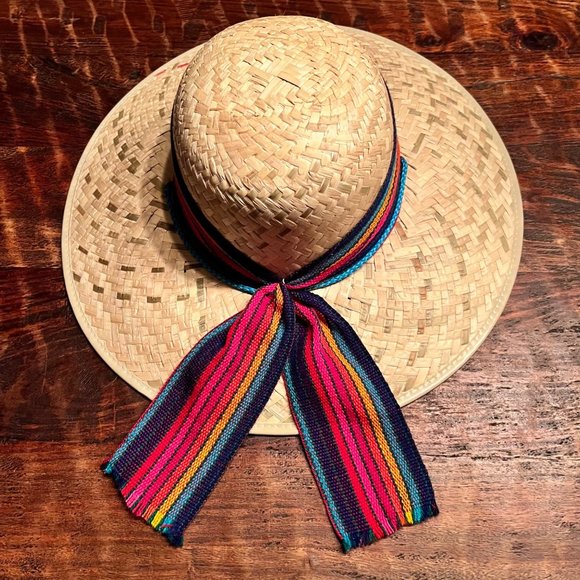 Unknown Accessories - Ladies Straw Gardening Hat Colorful Band